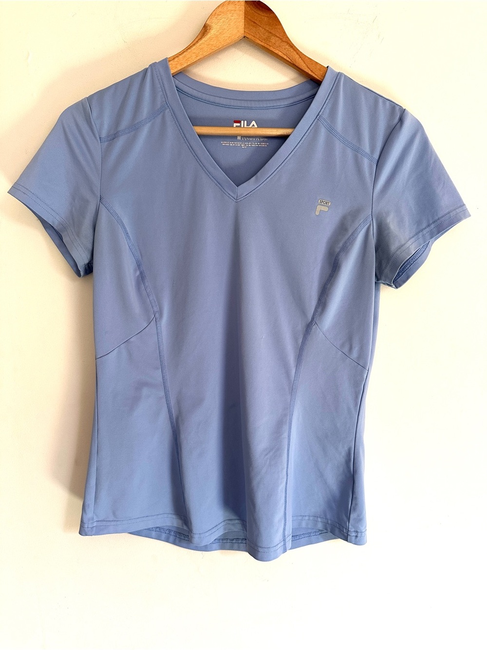 FILA Light Blue V-Neck Performance Top